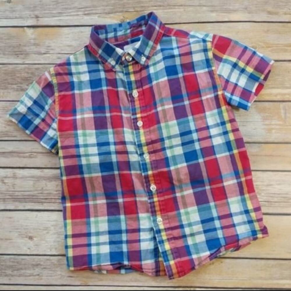 Lands' End Collared, Plaid Short-Sleeve, Button-Down Shirt -Size Small/4